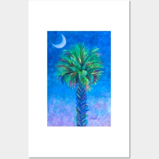 Palm Tree at NIght Posters and Art